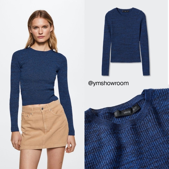 Mango Blue Ribbed Sweater - Picture 1 of 2